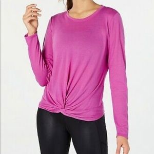 DKNY SPORT AQUA LONG SLEEVE TWIST FRONT T-SHIRT